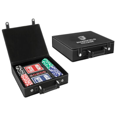 Black/Silver Laserable Leatherette 100 Chap Poker Set Thumbnail